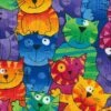 Timeless Treasures Fabric Happy Cats Multicoloured Cartoon Cotton 112cm Wide -OHSEWCRAFTY timeless treasures fabric happy cats multicoloured cartoon cotton 112cm wide