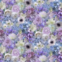 Timeless Treasures Fabric Packed Fancy Florals Flowers Cotton Digital 112cm Wide