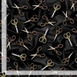 Timeless Treasures Fabric Vintage Scissors Cotton Digital 112cm Wide
