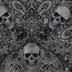 Timeless Treasures Fabric Wicked Gothic Skulls Paisley Halloween Cotton 112cm Wide