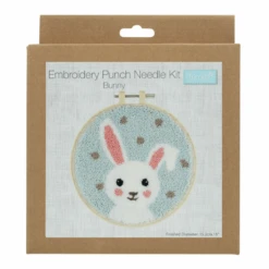 Trimits Embroidery Punch Needle Kits Floss And Hoop Rabbit, Butterfly, Lemon