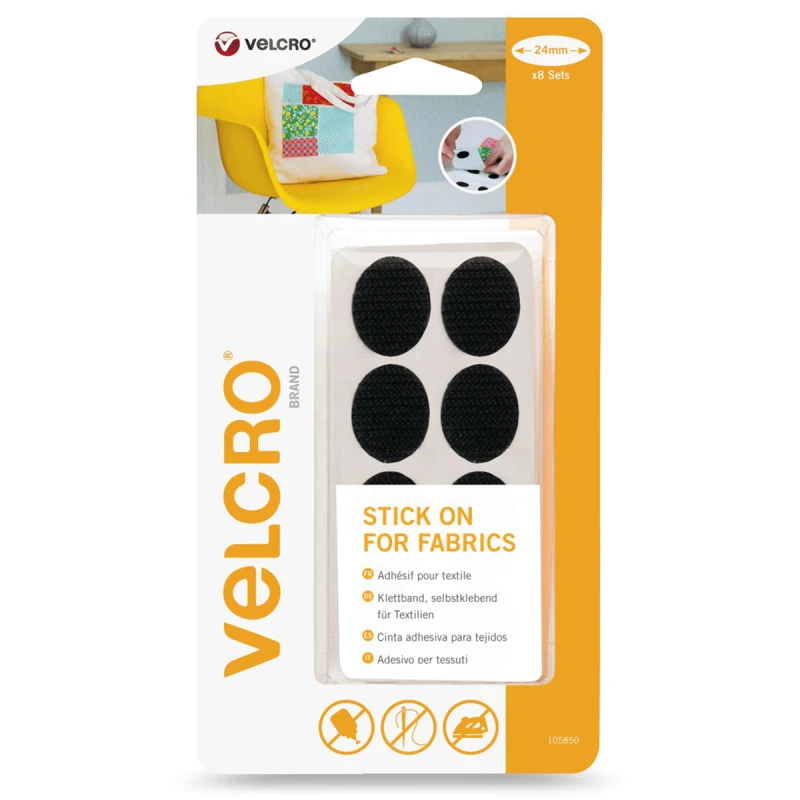 VELCRO® Brand Stick On Self Adhesive 24mm Oval Spots For Fabric 3 VELCRO® Brand Stick On Self Adhesive 24mm Oval Spots For Fabric