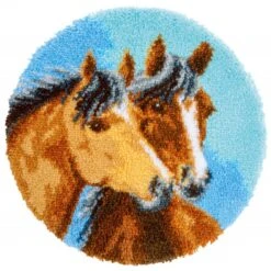 Vervaco 2 Horses Latch Hook Shaped Rug Kit – DIY Equestrian Craft