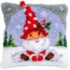 Vervaco Latch Hook Kit Cushion Christmas Gnome In The Snow
