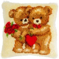 Vervaco Love Bears Latch Hook Cushion Kit – Cute DIY Craft (40x40cm)