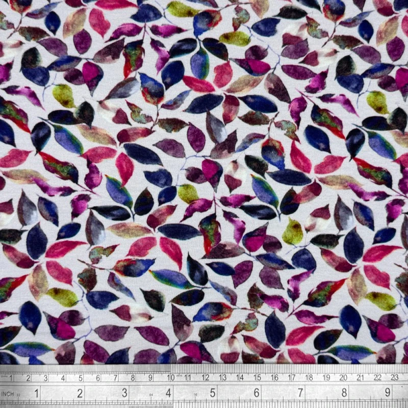 Viscose Jersey Fabric Verona Leaves Digitally Printed 150cm Wide 4 Viscose Jersey Fabric Verona Leaves Digitally Printed 150cm Wide - Image 2