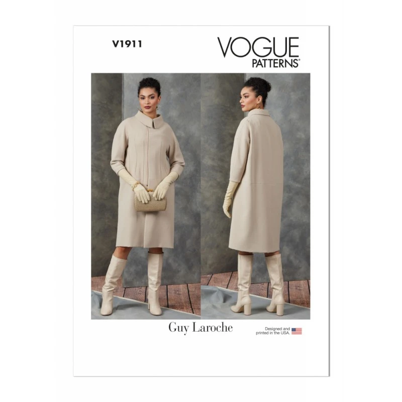Vogue Patterns V1911 Misses' Coat Loose-Fit By Guy Laroche Below Mid-Knee Length 3 Vogue Patterns V1911 Misses' Coat Loose-Fit By Guy Laroche Below Mid-Knee Length
