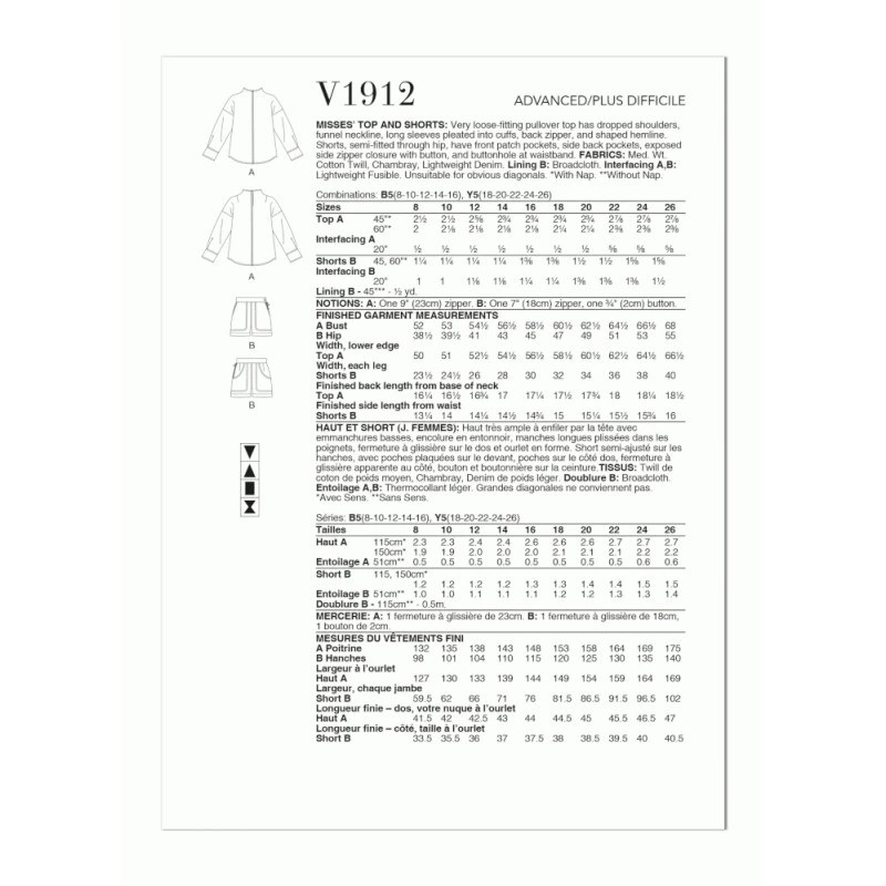 Vogue Patterns V1912 Misses' Loose-Fit Pull-On Top And Shorts By Rachel Comey 4 Vogue Patterns V1912 Misses' Loose-Fit Pull-On Top And Shorts By Rachel Comey - Image 2