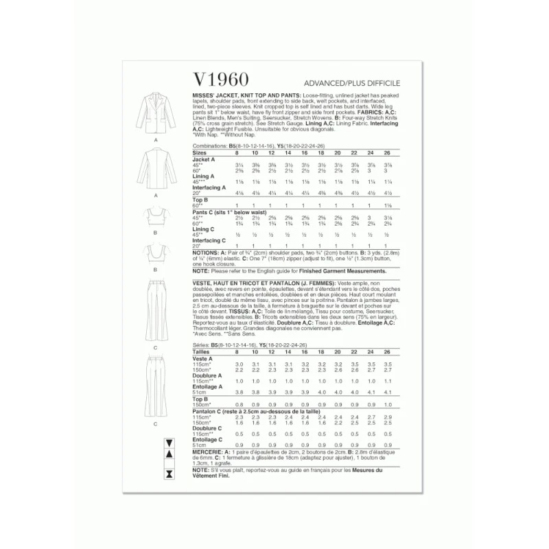 Vogue Patterns V1960 Misses’ Loose-Fitting Unlined Jacket, Knit Top And Trousers 10 Vogue Patterns V1960 Misses’ Loose-Fitting Unlined Jacket, Knit Top And Trousers - Image 8