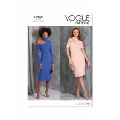 Vogue Patterns V1969 Misses' Cut-Out Shoulder Knit Dresses Long Or Short Sleeves
