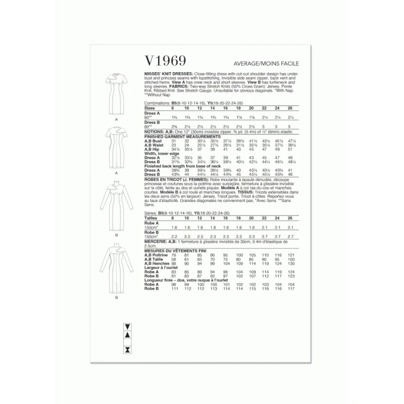 Vogue Patterns V1969 Misses' Cut-Out Shoulder Knit Dresses Long Or Short Sleeves 7 Vogue Patterns V1969 Misses' Cut-Out Shoulder Knit Dresses Long Or Short Sleeves - Image 5