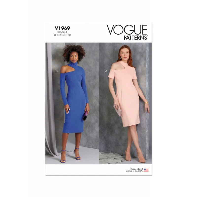 Vogue Patterns V1969 Misses' Cut-Out Shoulder Knit Dresses Long Or Short Sleeves 3 Vogue Patterns V1969 Misses' Cut-Out Shoulder Knit Dresses Long Or Short Sleeves