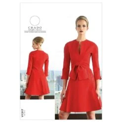 Vogue Sewing Pattern V1317 Women's Fit Flare Dress With Low Slit Neckline