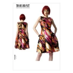 Vogue Sewing Pattern V1348 Women's Fitted Dress With Flared Pleat Skirt