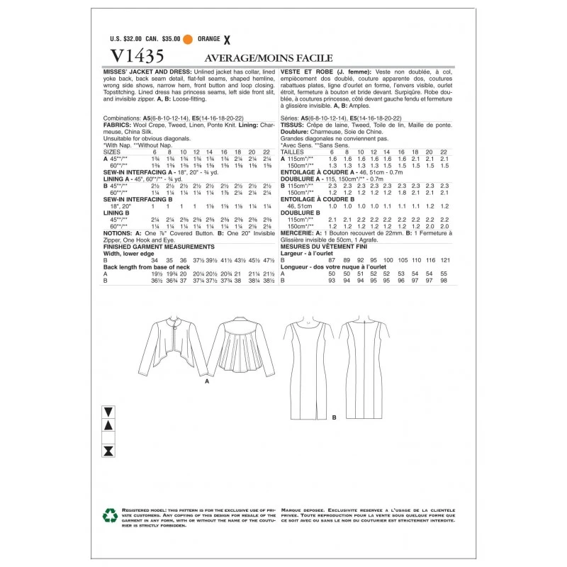 Vogue Sewing Pattern V1435 Women's Pencil Dress And Dim Hem Jacket 4 Vogue Sewing Pattern V1435 Women's Pencil Dress And Dim Hem Jacket - Image 2