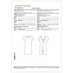 Vogue Sewing Pattern V1544 Women's Shift Dress With Back Drop Tie Collar -OHSEWCRAFTY vogue sewing pattern v1544 women s shift dress with back drop tie collar 1