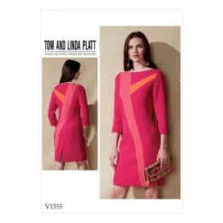 Vogue Sewing Pattern V1555 Women's Dress With Asymmetrical Insets