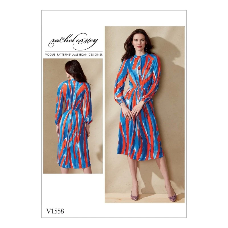 Vogue Sewing Pattern V1558 Women's Dress With Raglan Sleeve And Pleat Waist 3 Vogue Sewing Pattern V1558 Women's Dress With Raglan Sleeve And Pleat Waist