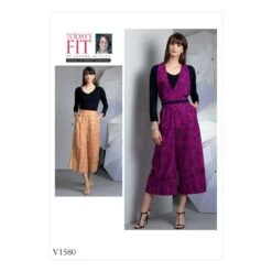 Vogue Sewing Pattern V1580 Women's Wide Leg Trousers With Optional Straps