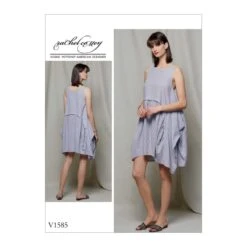 Vogue Sewing Pattern V1585 Women's Dress With Drape And Gather Details