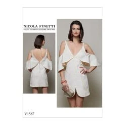 Vogue Sewing Pattern V1587 Women's Mini Dress With Cold Shoulder Flounce