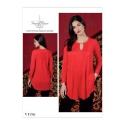 Vogue Sewing Pattern V1596 Women's Longline Pleated Shirt Tunic With Pockets