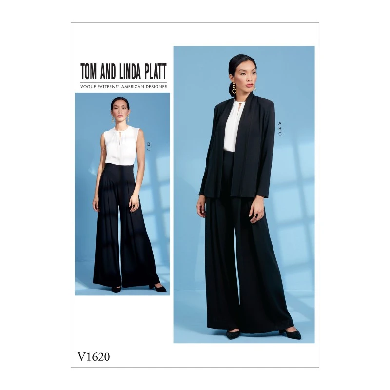 Vogue Sewing Pattern V1620 Women's Wide Leg Trousers With Top And Jacket 3 Vogue Sewing Pattern V1620 Women's Wide Leg Trousers With Top And Jacket