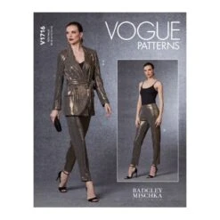 Vogue Sewing Pattern V1716 Misses' Semi Fitted Blazer With Belt Trousers