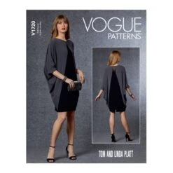 Vogue Sewing Pattern V1720 Misses' Oversized Colour Block Dress Bat-wing Sleeves