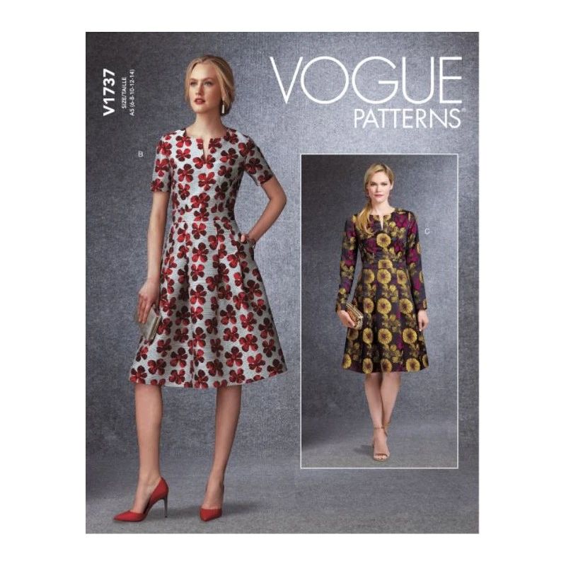 Vogue Sewing Pattern V1737 Misses' Fit-And-Flare Dress With Waistband And Pocket 3 Vogue Sewing Pattern V1737 Misses' Fit-And-Flare Dress With Waistband And Pocket