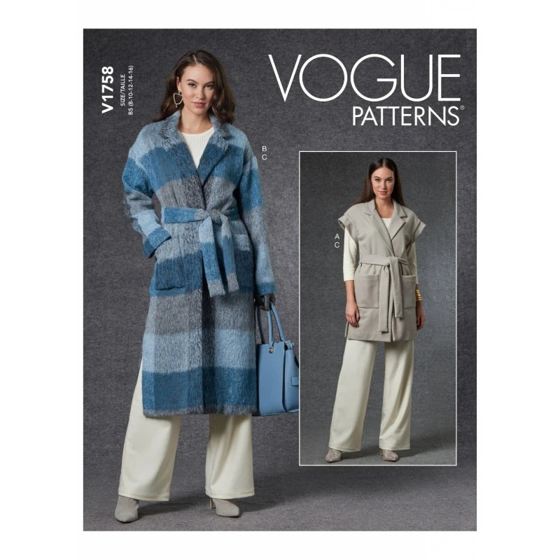Vogue Sewing Pattern V1758 Misses’ Loose-Fitting Jacket Or Sleeveless Jacket 3 Vogue Sewing Pattern V1758 Misses’ Loose-Fitting Jacket Or Sleeveless Jacket