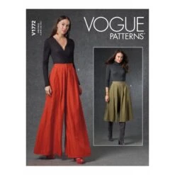 Vogue Sewing Pattern V1772 Misses’ Very Loose-Fitting Trousers Have Soft Pleats