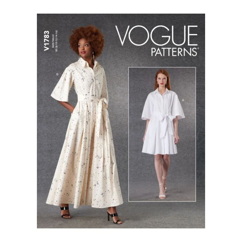 Vogue Sewing Pattern V1783 Misses' Button Front Dress And Belt With Bell Sleeves 3 Vogue Sewing Pattern V1783 Misses' Button Front Dress And Belt With Bell Sleeves