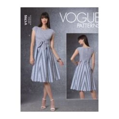 Vogue Sewing Pattern V1795 Misses' Fitted Dress With Sleeve Variations Tie Waist
