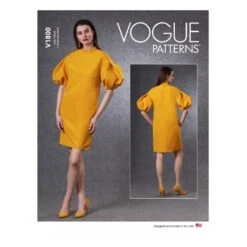Vogue Sewing Pattern V1800 Misses' Semi-fitted Dress Pleated Puff Sleeves
