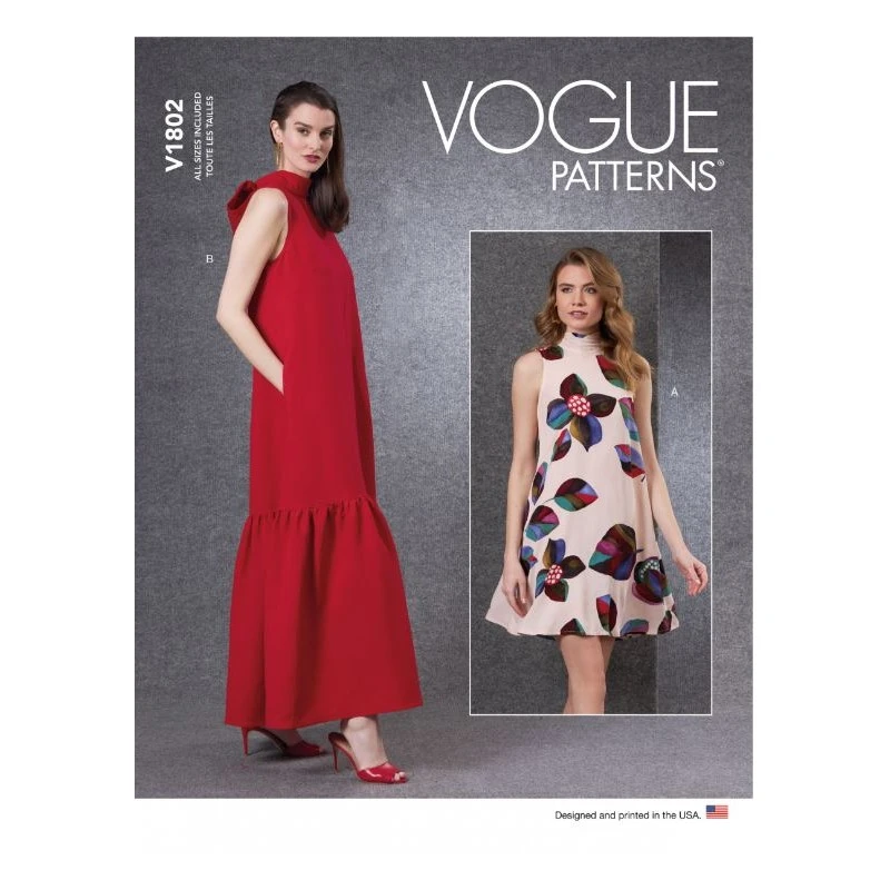 Vogue Sewing Pattern V1802 Misses' Dress Collar Extending Into Ties In The Back 3 Vogue Sewing Pattern V1802 Misses' Dress Collar Extending Into Ties In The Back