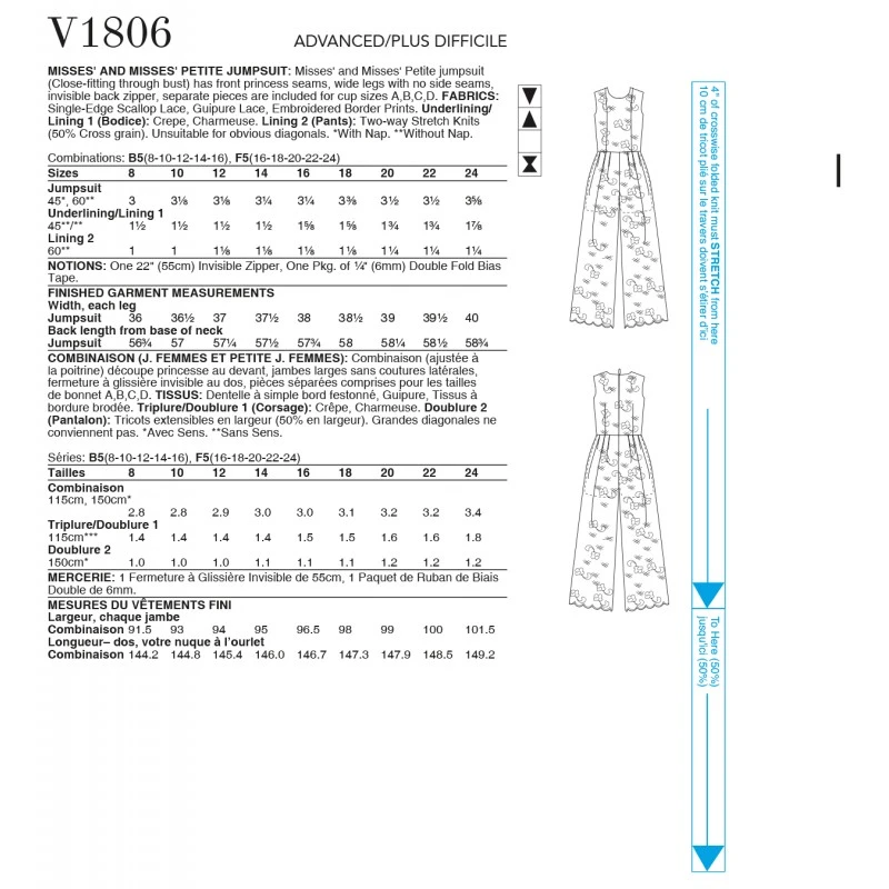 Vogue Sewing Pattern V1806 Misses' Petite Jumpsuit Júlio César NYC 4 Vogue Sewing Pattern V1806 Misses' Petite Jumpsuit Júlio César NYC - Image 2
