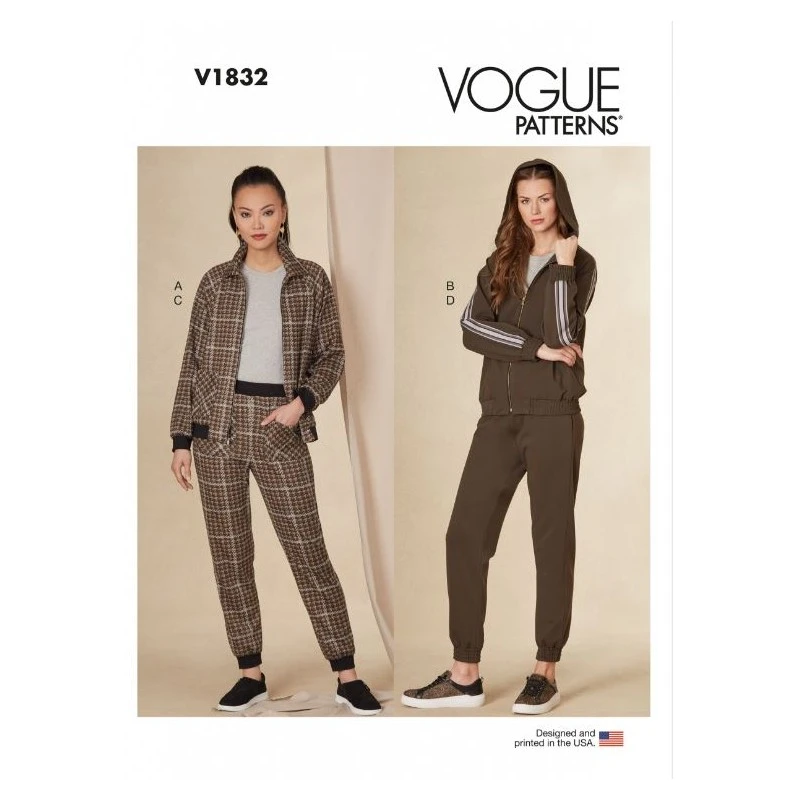 Vogue Sewing Pattern V1832 Misses' Zip Up Hoodie Raglan Sleeves, Joggers 3 Vogue Sewing Pattern V1832 Misses' Zip Up Hoodie Raglan Sleeves, Joggers