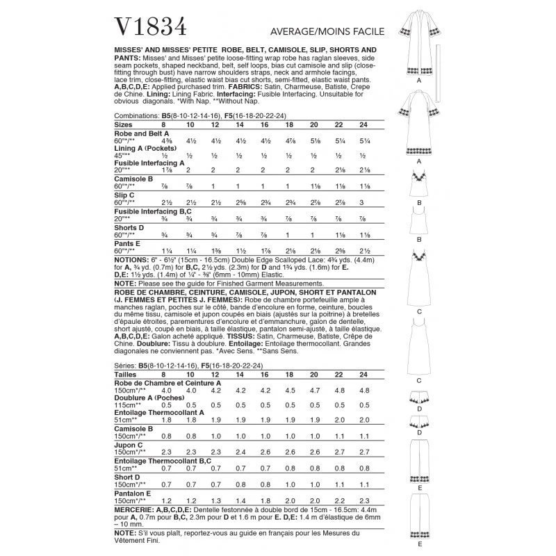 Vogue Sewing Pattern V1834 Misses' Petite Robe Belt Camisole Shorts Trousers 4 Vogue Sewing Pattern V1834 Misses' Petite Robe Belt Camisole Shorts Trousers - Image 2