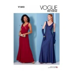 Vogue Sewing Pattern V1842 Misses' Dress Sweetheart Neckline Empire Waist Bodice
