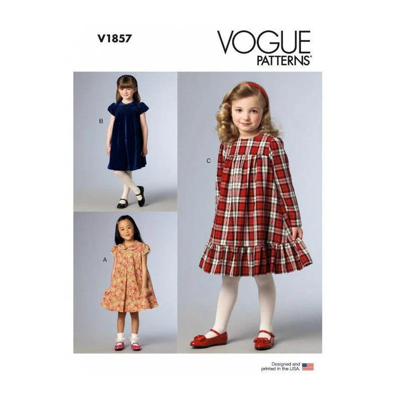 Vogue Sewing Pattern V1857 Childrens Girls Dress Sleeve Variations Back Zip 3 Vogue Sewing Pattern V1857 Childrens Girls Dress Sleeve Variations Back Zip