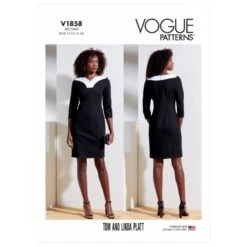 Vogue Sewing Pattern V1858 Misses' Fitted Dress Shaped Contrast Neck Bands