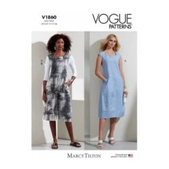 Vogue Sewing Pattern V1860 Misses' Dress Semi Fitted Bust Mid Calf Length