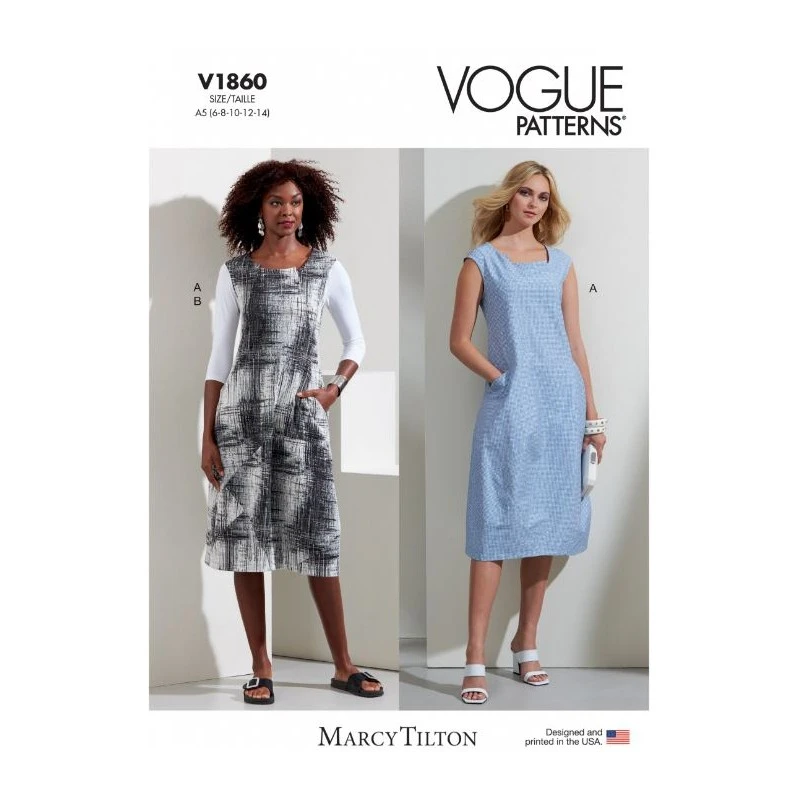 Vogue Sewing Pattern V1860 Misses' Dress Semi Fitted Bust Mid Calf Length 3 Vogue Sewing Pattern V1860 Misses' Dress Semi Fitted Bust Mid Calf Length