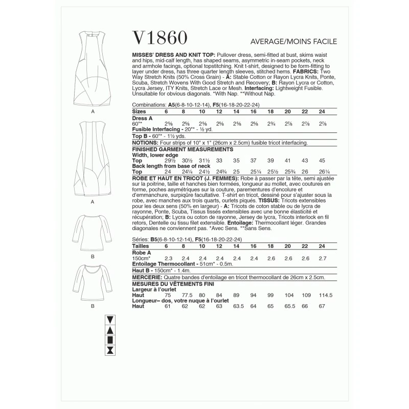 Vogue Sewing Pattern V1860 Misses' Dress Semi Fitted Bust Mid Calf Length 4 Vogue Sewing Pattern V1860 Misses' Dress Semi Fitted Bust Mid Calf Length - Image 2