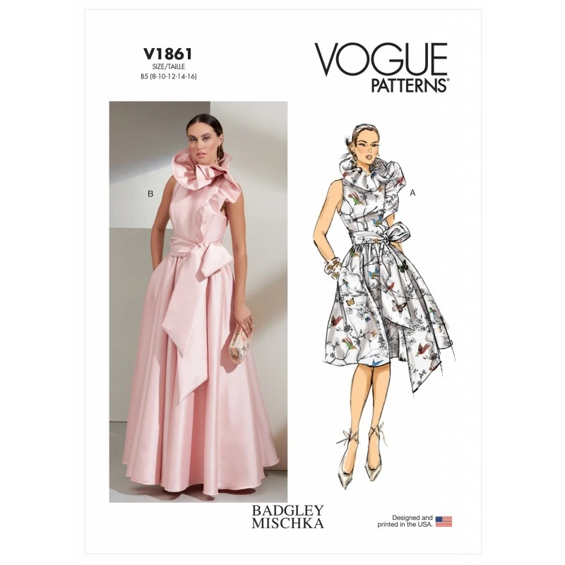 Vogue Sewing Pattern V1861 Misses' Dress Cut In Shoulders Asymmetrical Ruffle 3 Vogue Sewing Pattern V1861 Misses' Dress Cut In Shoulders Asymmetrical Ruffle