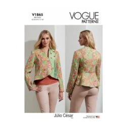 Vogue Sewing Pattern V1865 Misses' Lined Jacket Peplum Back Asymmetric Front
