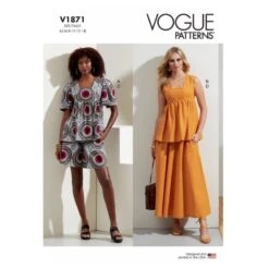 Vogue Sewing Pattern V1871 Misses' Peplum Top Square Neckline Empire Waist