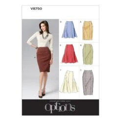 Vogue Sewing Pattern V8750 Women's Fitted Or Flared Smart Skirt