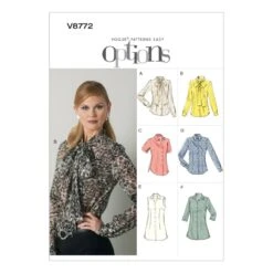 Vogue Sewing Pattern V8772 Women's Fitted Blouse With Collar Shirt